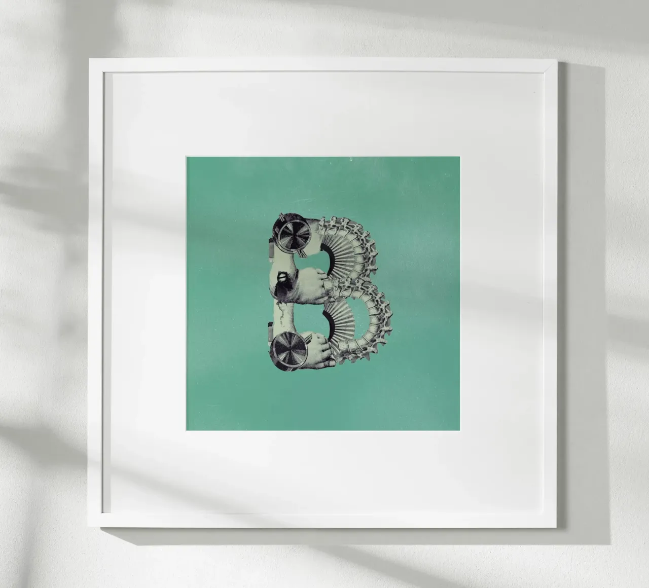 Steampunk Alphabet Letter B poster con telaio in legno da Birgit Palma