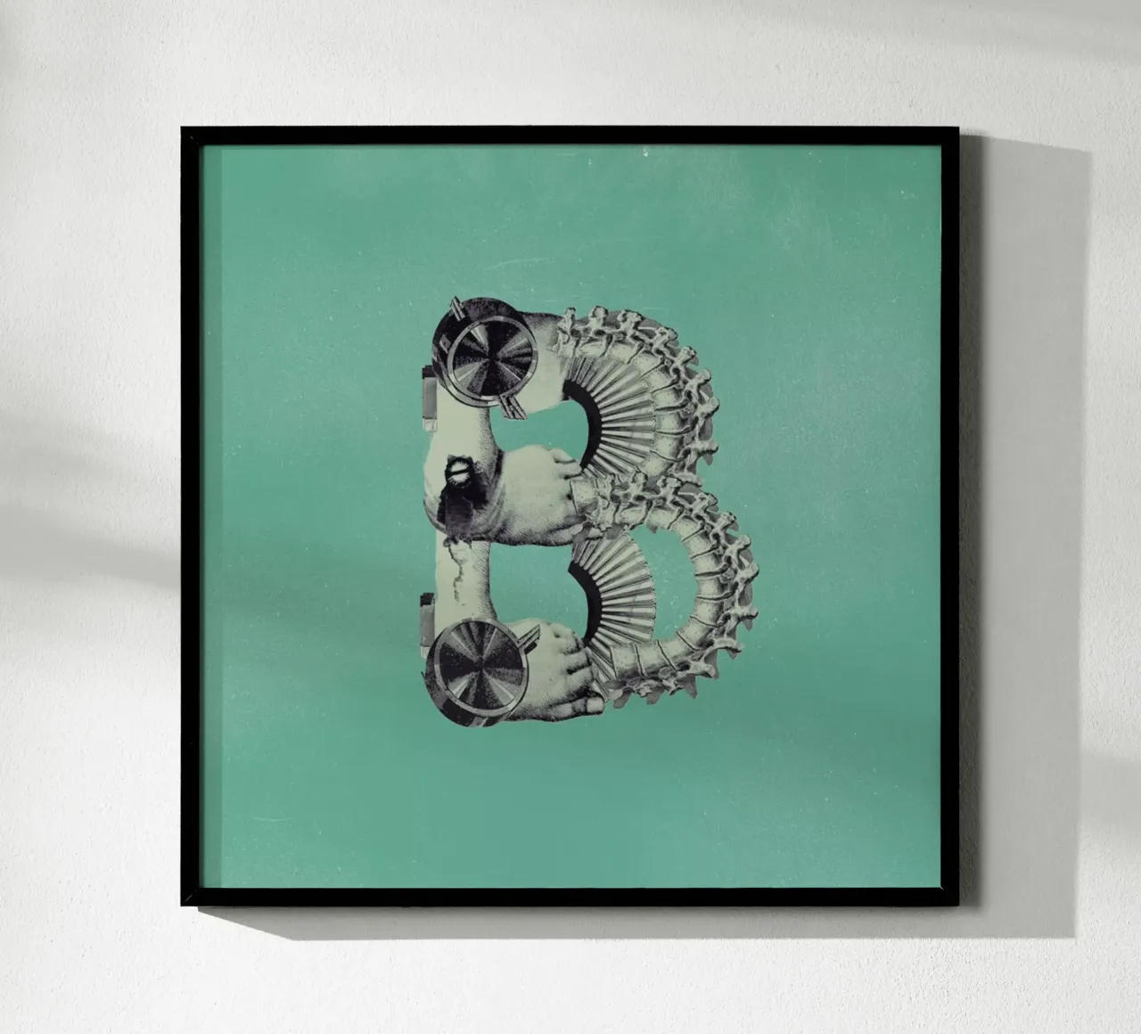 Steampunk Alphabet Letter B poster con telaio in legno da Birgit Palma