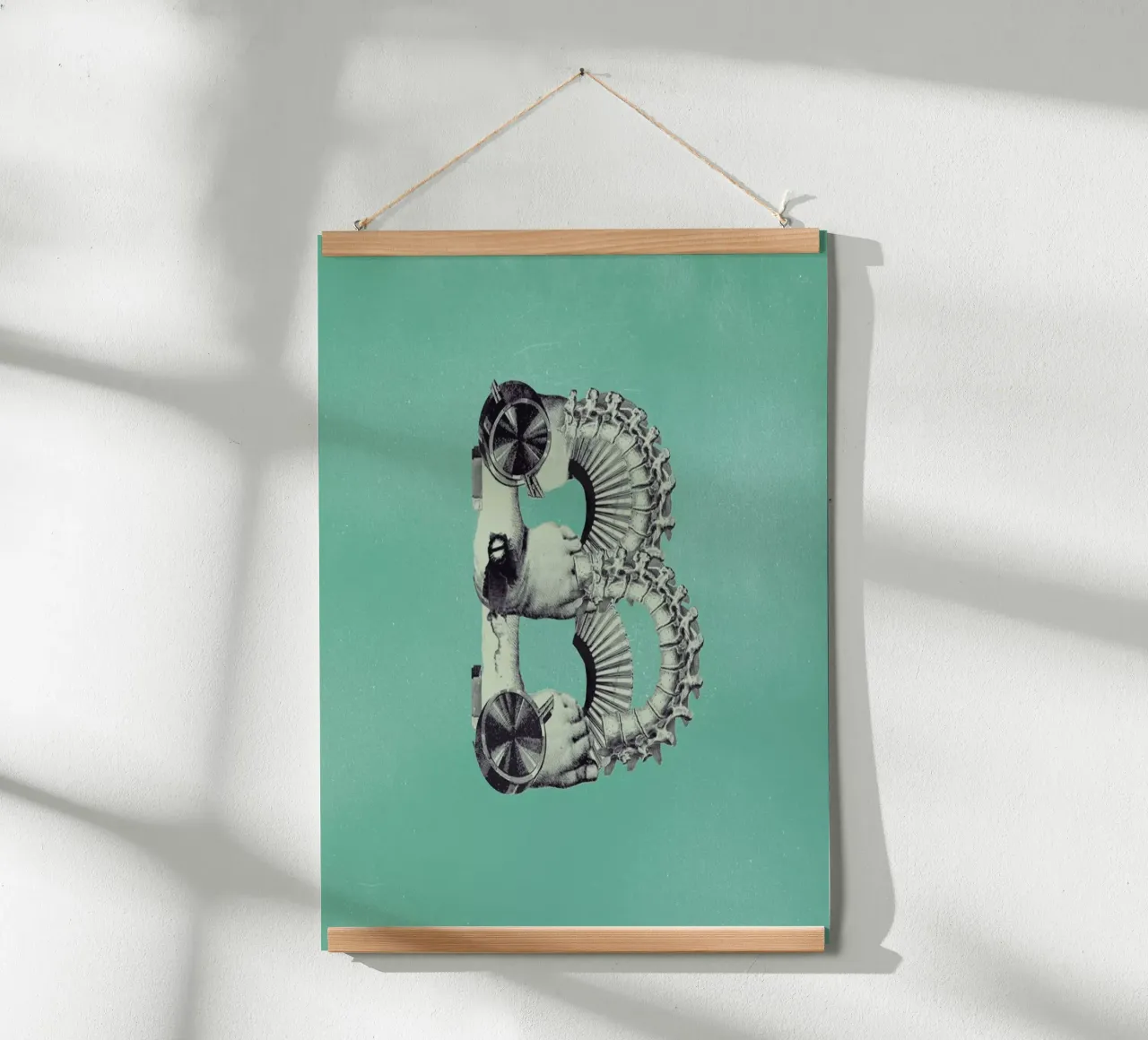 Steampunk Alphabet Letter B poster con telaio in legno da Birgit Palma