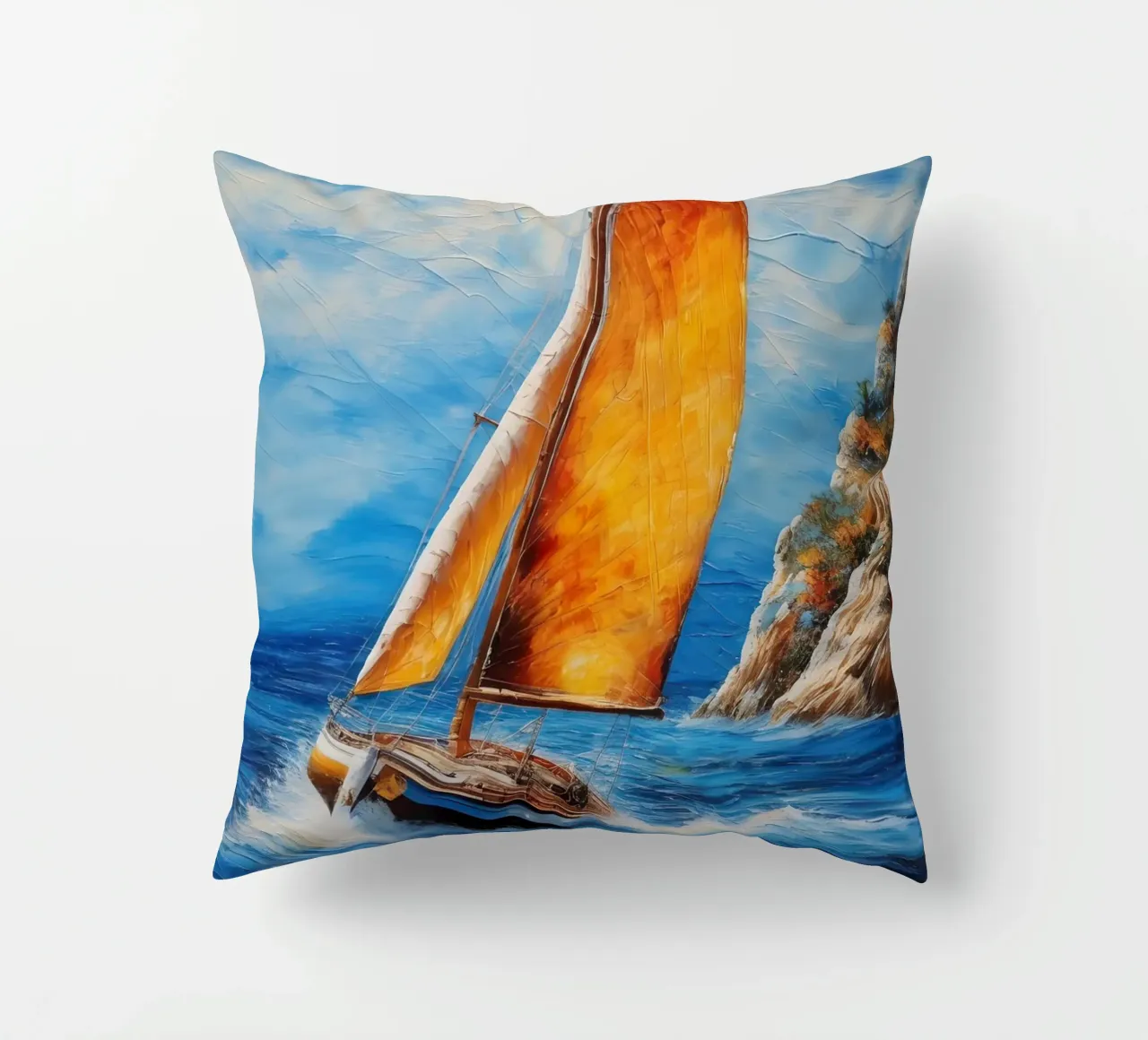 Pittura di una barca a vela cuscino da 🎁 ARTVI-SHOP