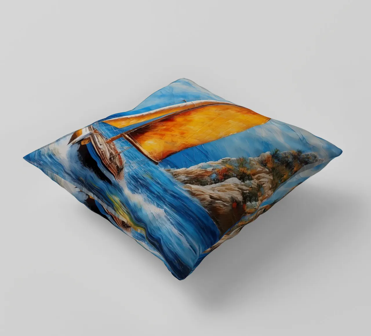 Pittura di una barca a vela cuscino da 🎁 ARTVI-SHOP