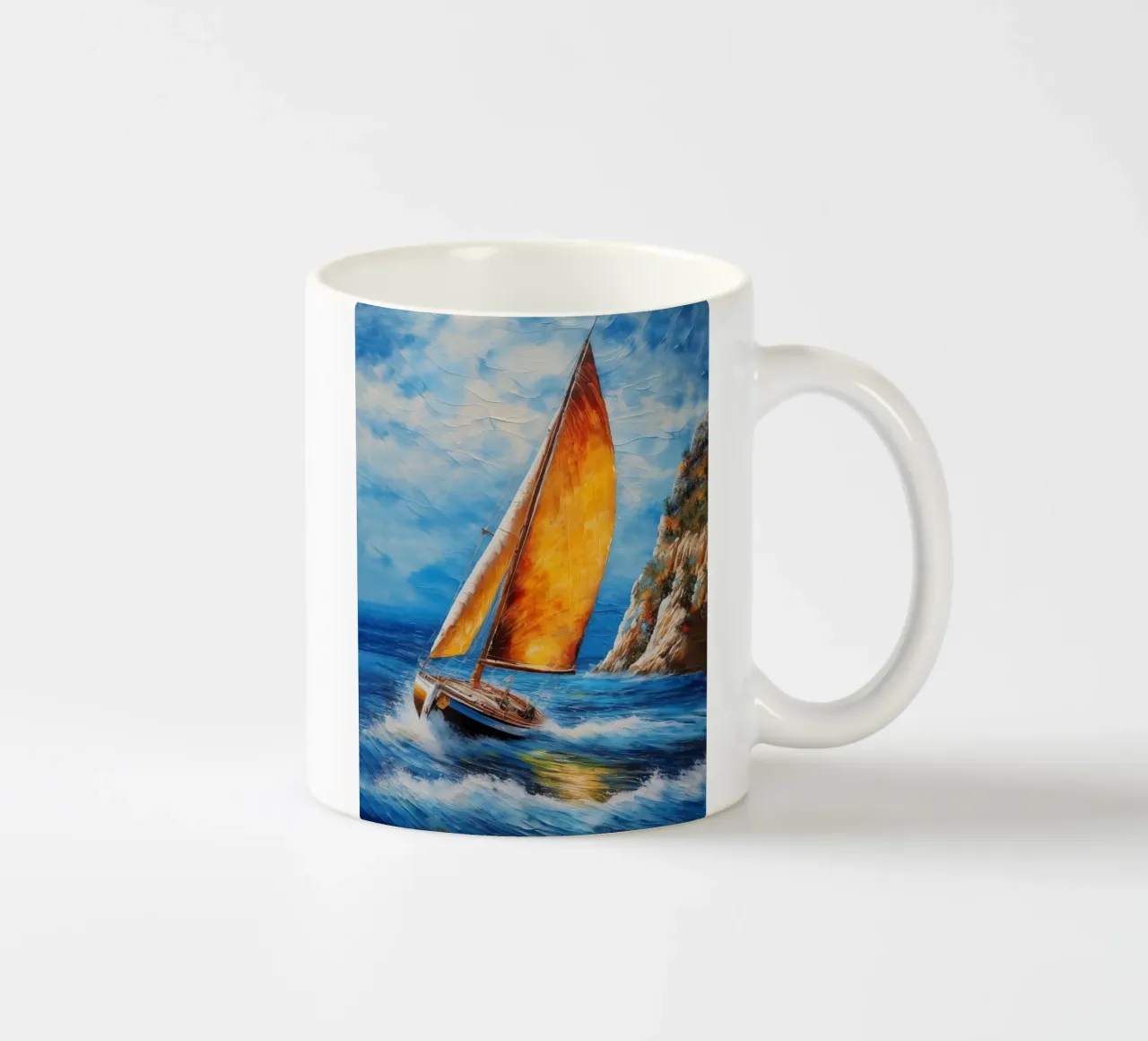 Pittura di una barca a vela tazza in ceramica da 🎁 ARTVI-SHOP