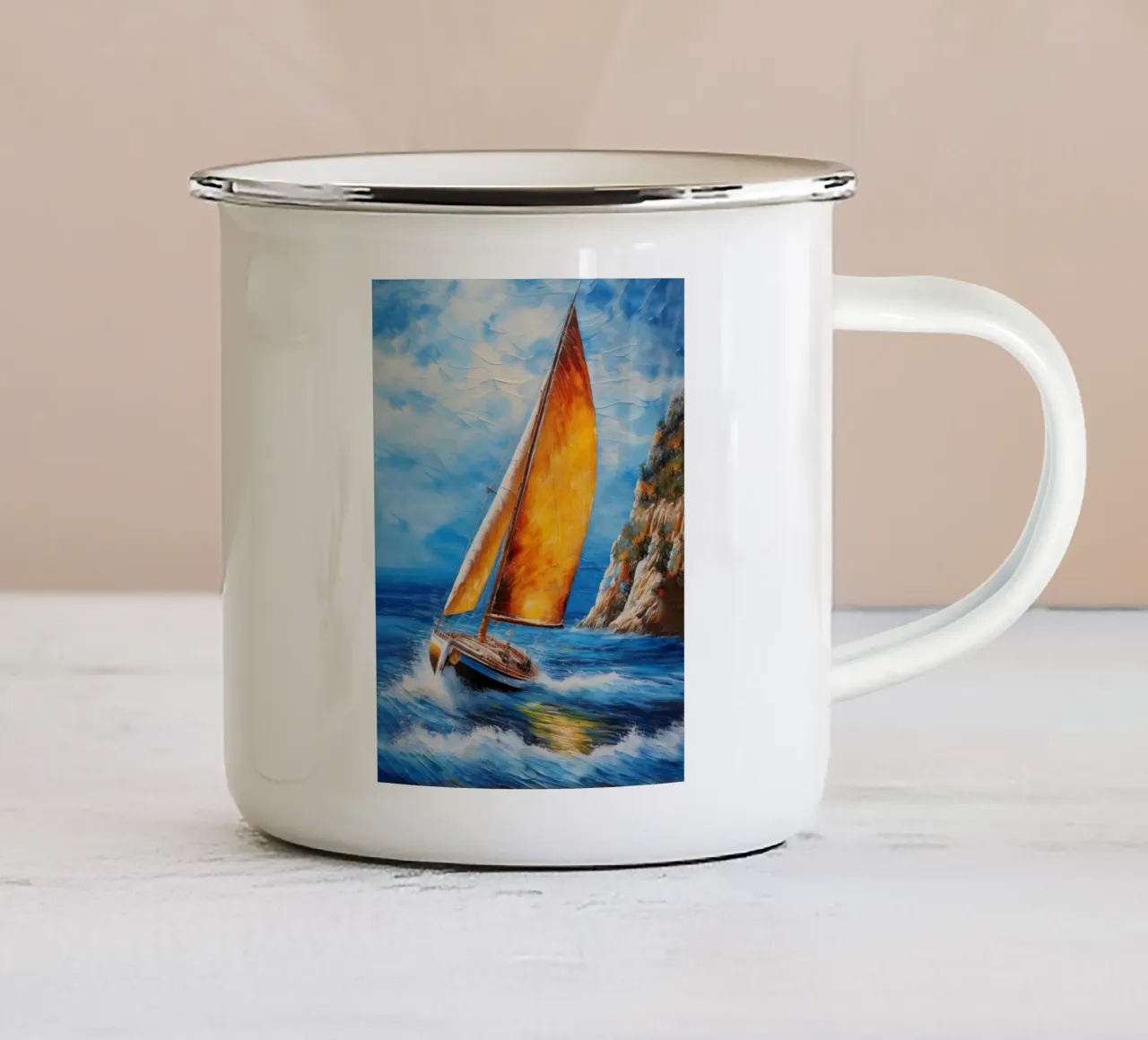 Pittura di una barca a vela tazza in smalto da ARTVI-SHOP