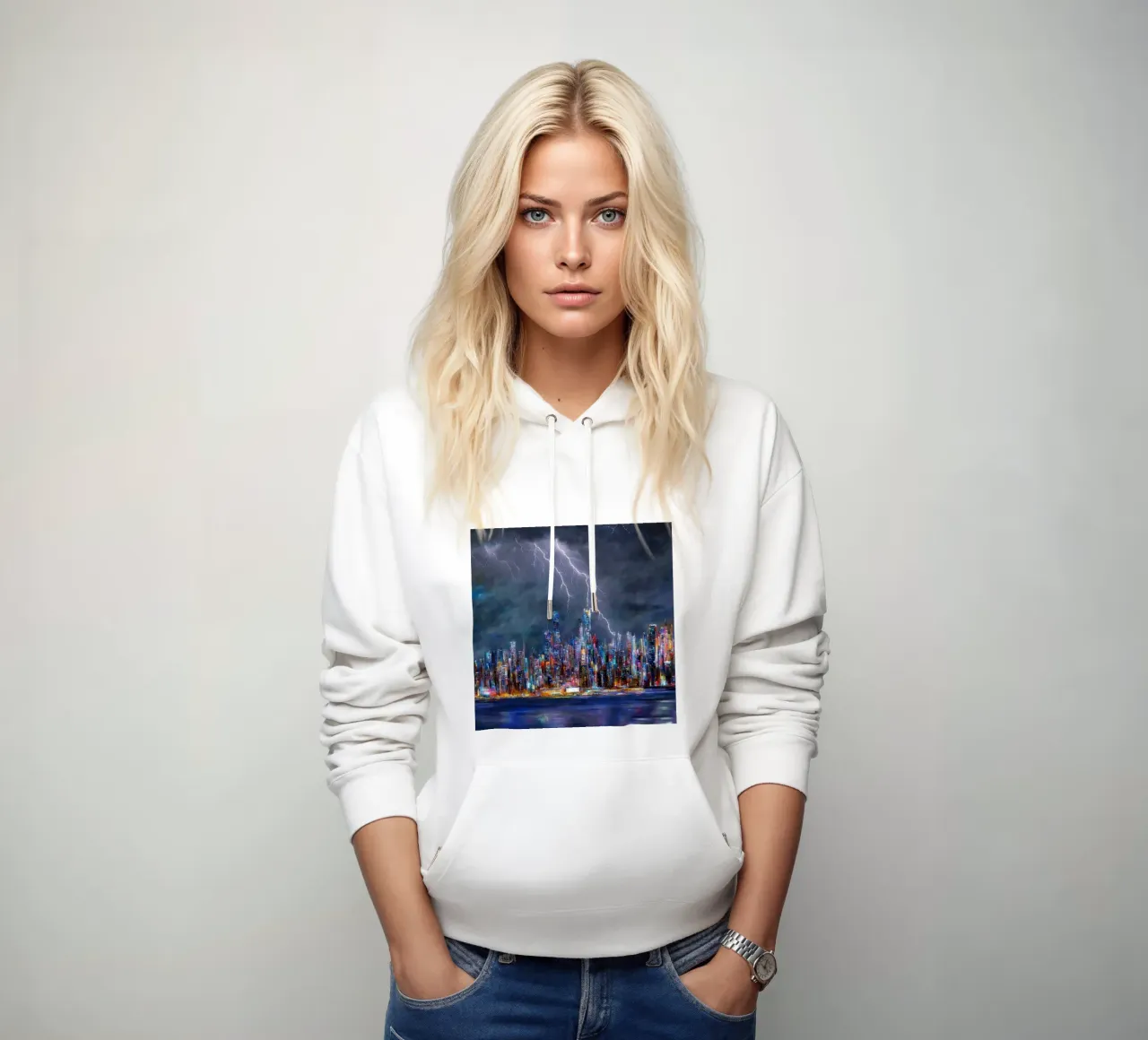 skyline di new york felpa con cappuccio da ARTVI-SHOP