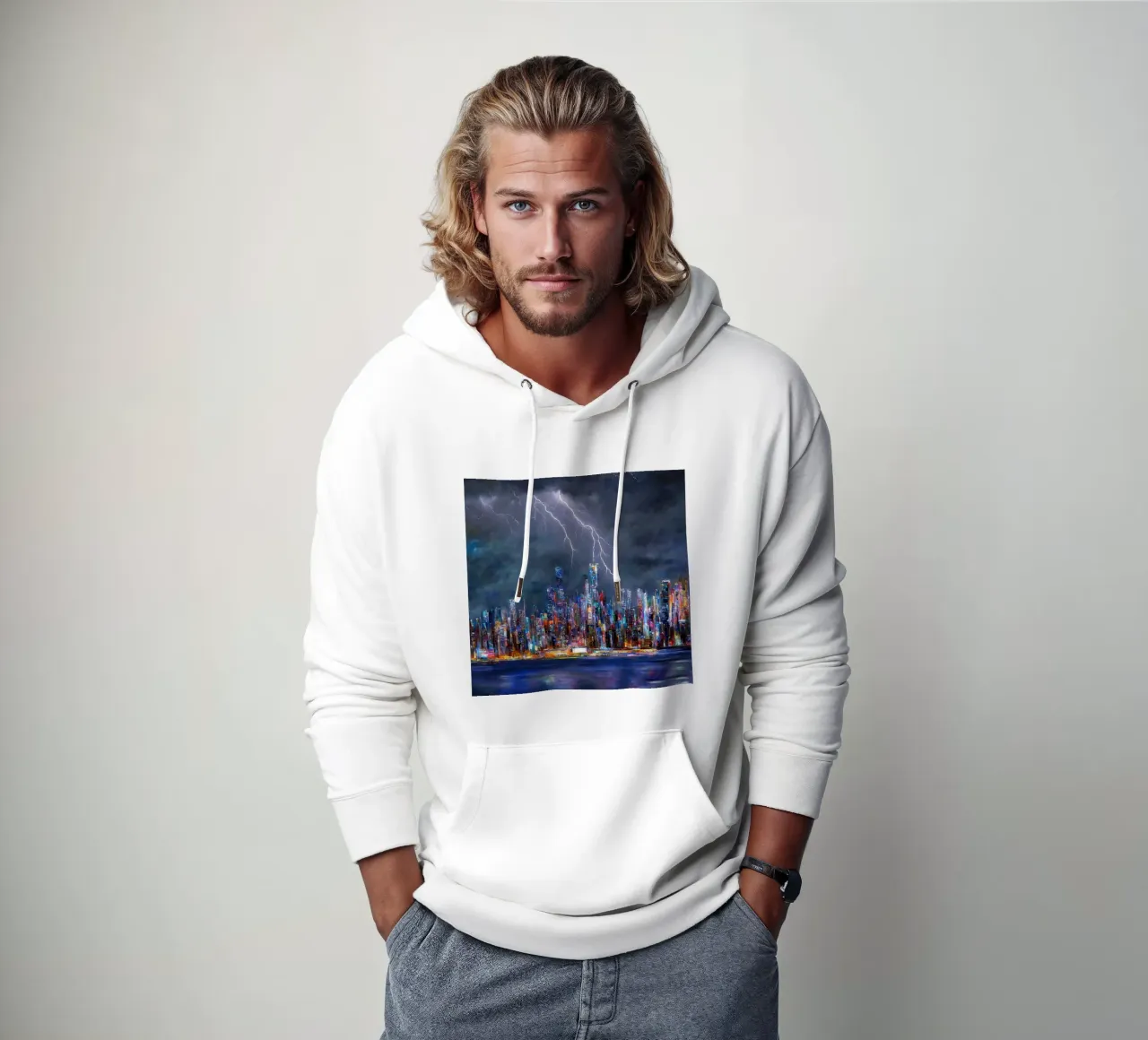 skyline di new york felpa con cappuccio da ARTVI-SHOP
