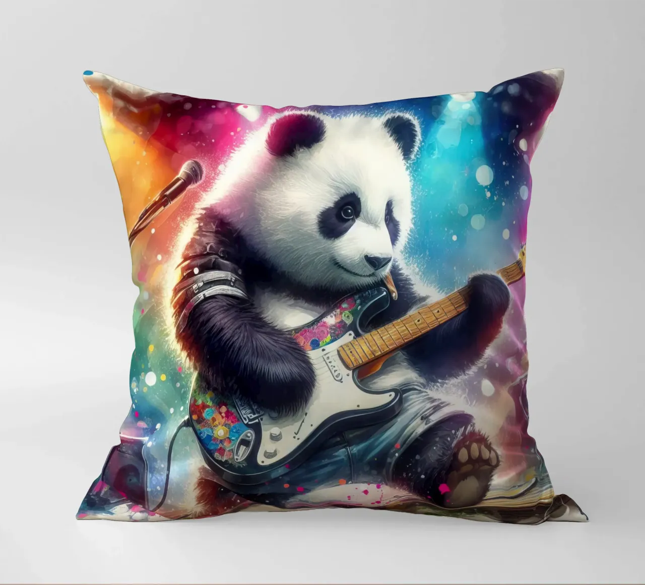 Panda bear in concert decorative cushion by 🎁 ARTVI-SHOP