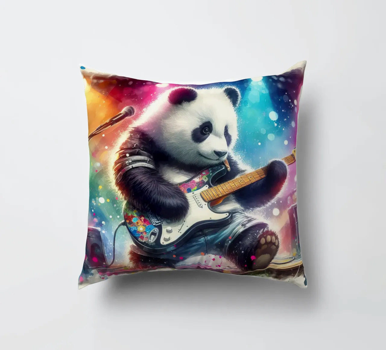 Panda bear in concert decorative cushion by 🎁 ARTVI-SHOP
