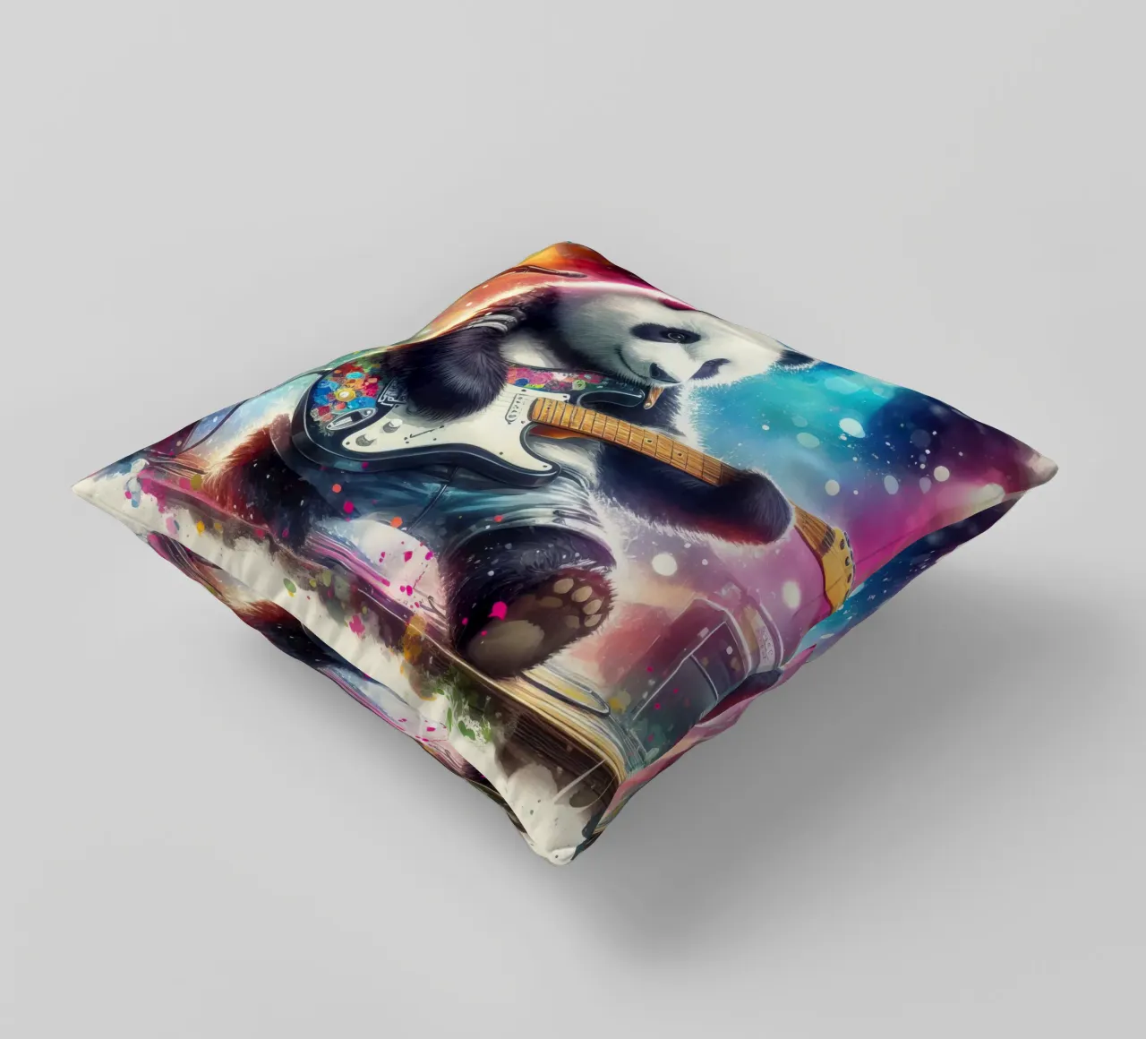 Panda bear in concert decorative cushion by 🎁 ARTVI-SHOP