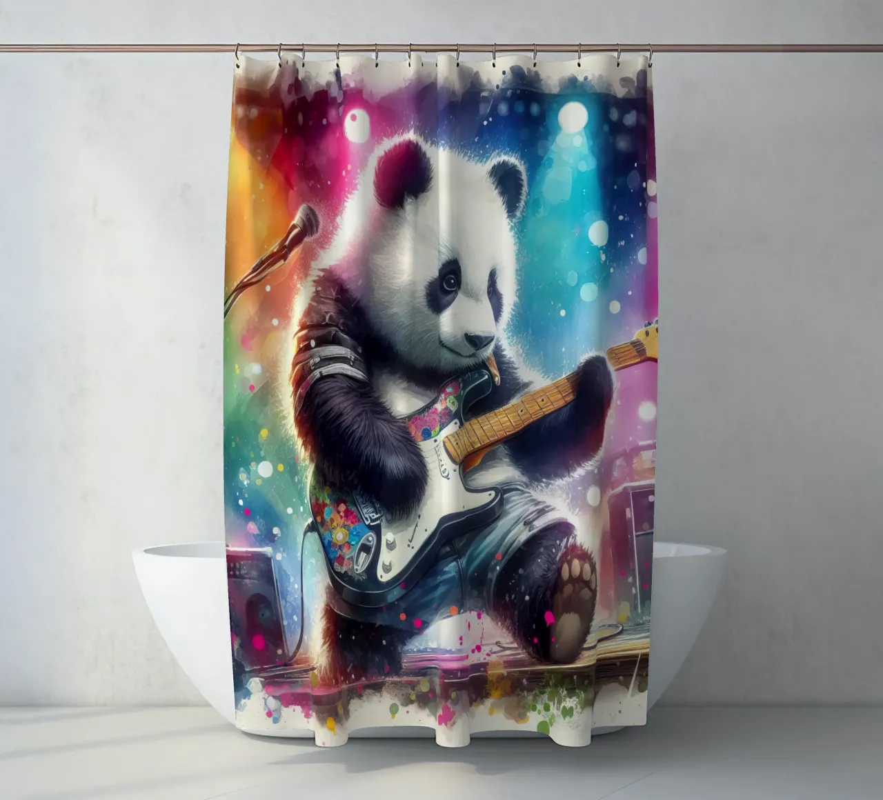 Pandabär im Konzert Duschvorhang von 🎁 ARTVI-SHOP