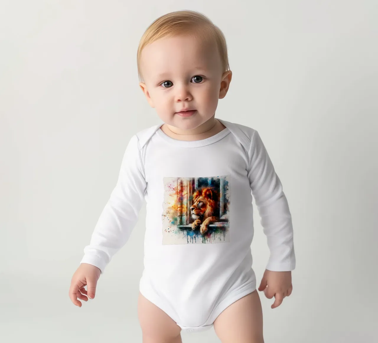 un lion dans la fenêtre body manches longues de 🎁 ARTVI-SHOP