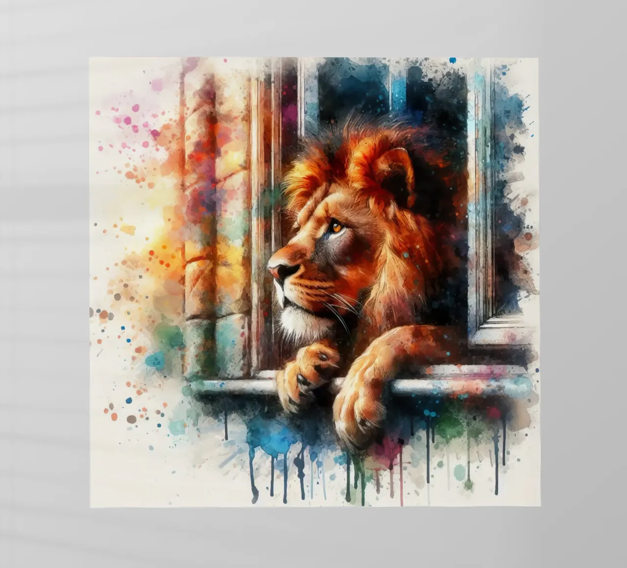 un leone alla finestra pellicola backlit da 🎁 ARTVI-SHOP