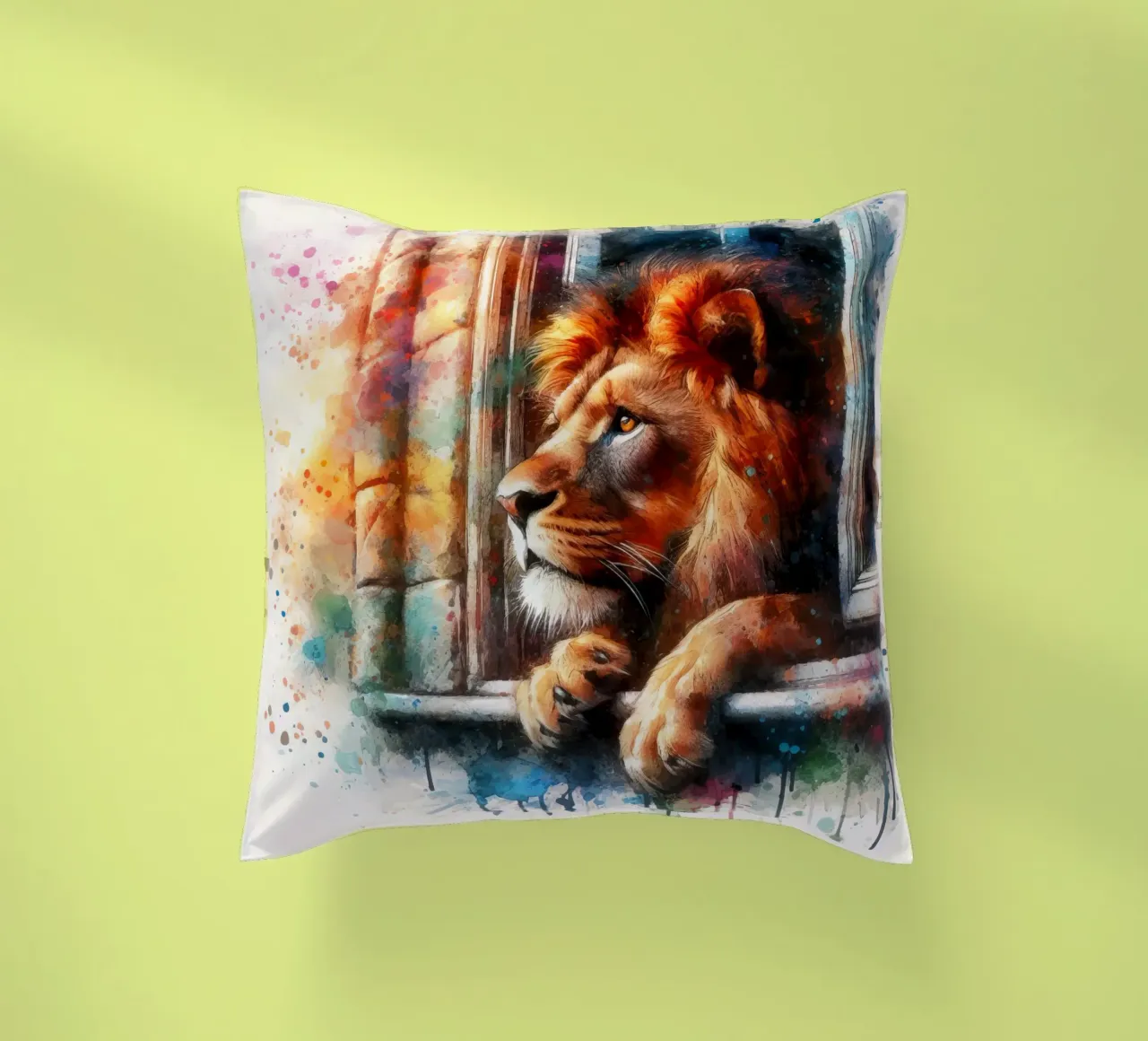 un leone alla finestra cuscino da 🎁 ARTVI-SHOP