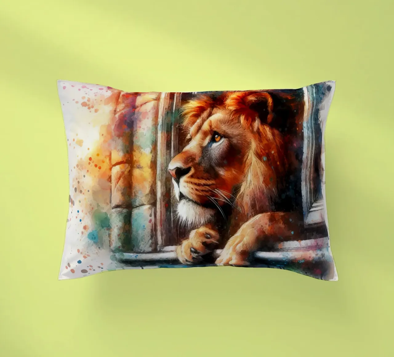 un leone alla finestra cuscino da 🎁 ARTVI-SHOP