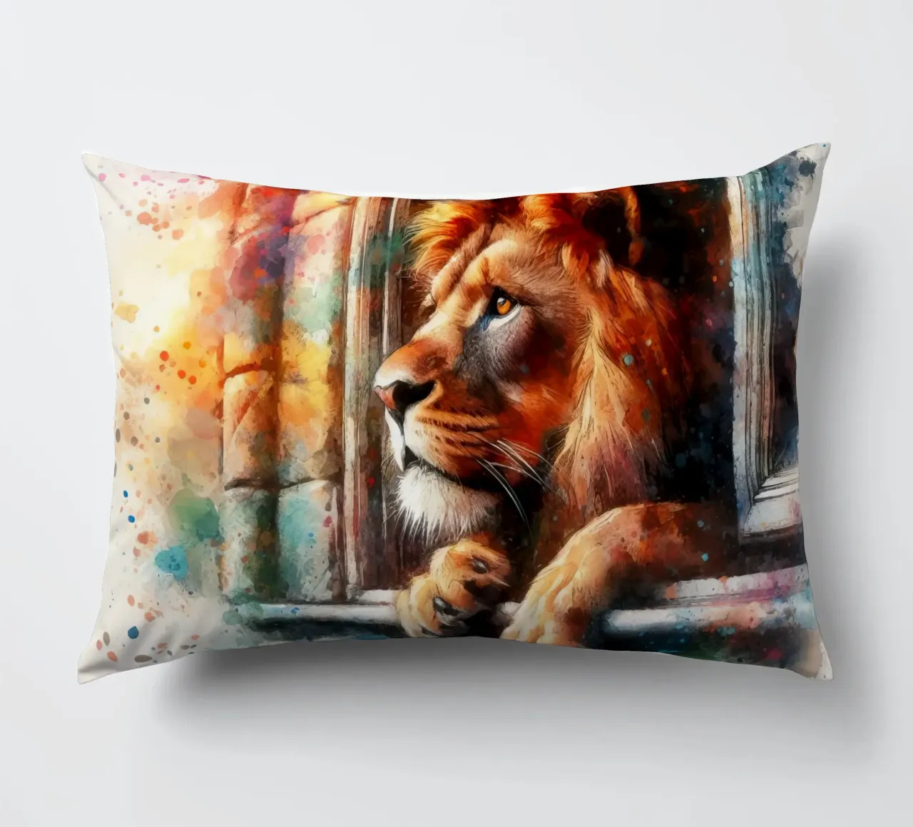 un leone alla finestra cuscino da 🎁 ARTVI-SHOP