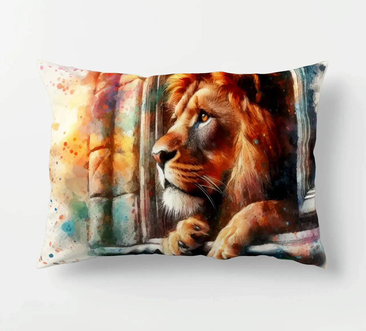 un leone alla finestra cuscino da 🎁 ARTVI-SHOP