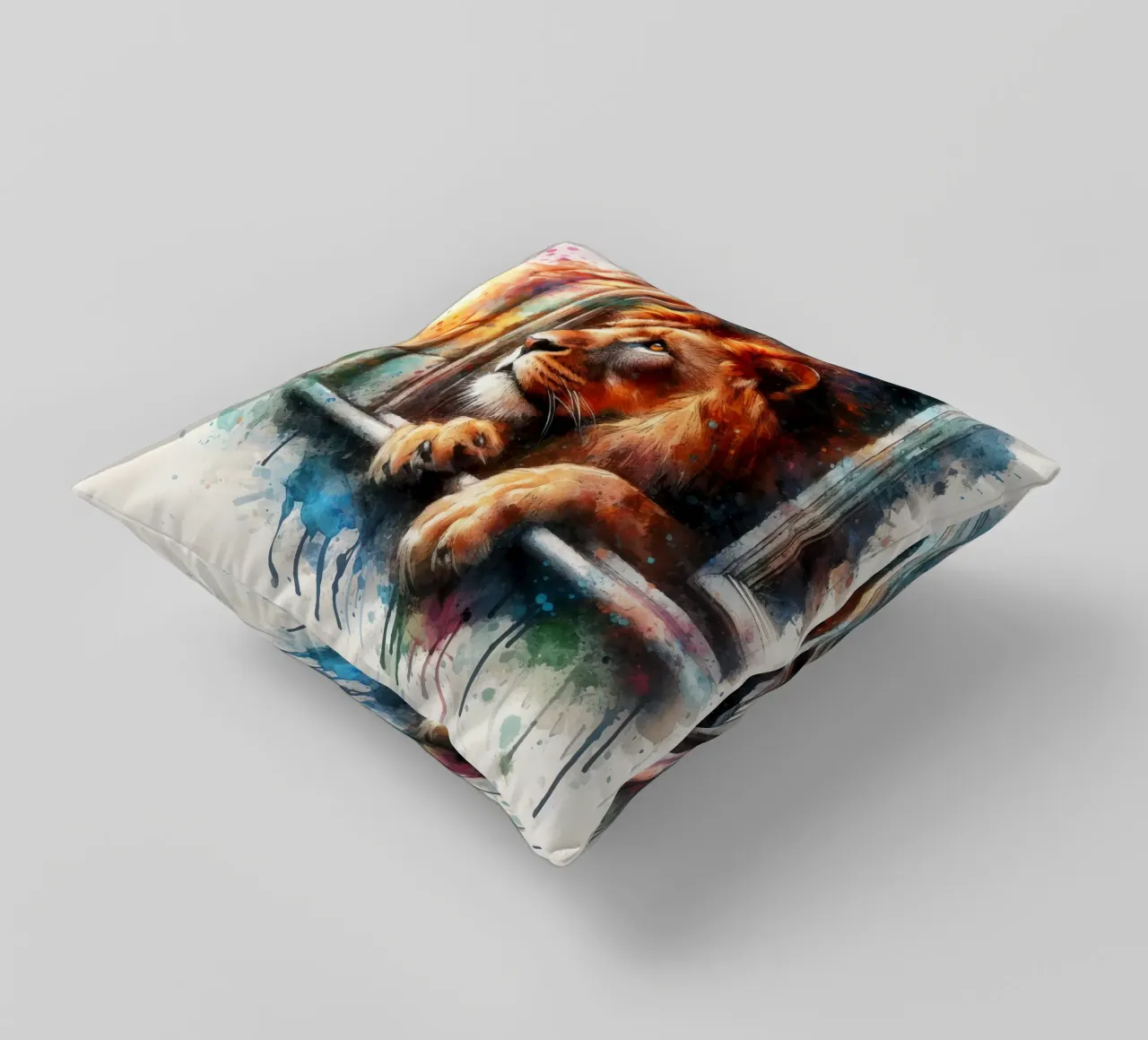 un leone alla finestra cuscino da 🎁 ARTVI-SHOP