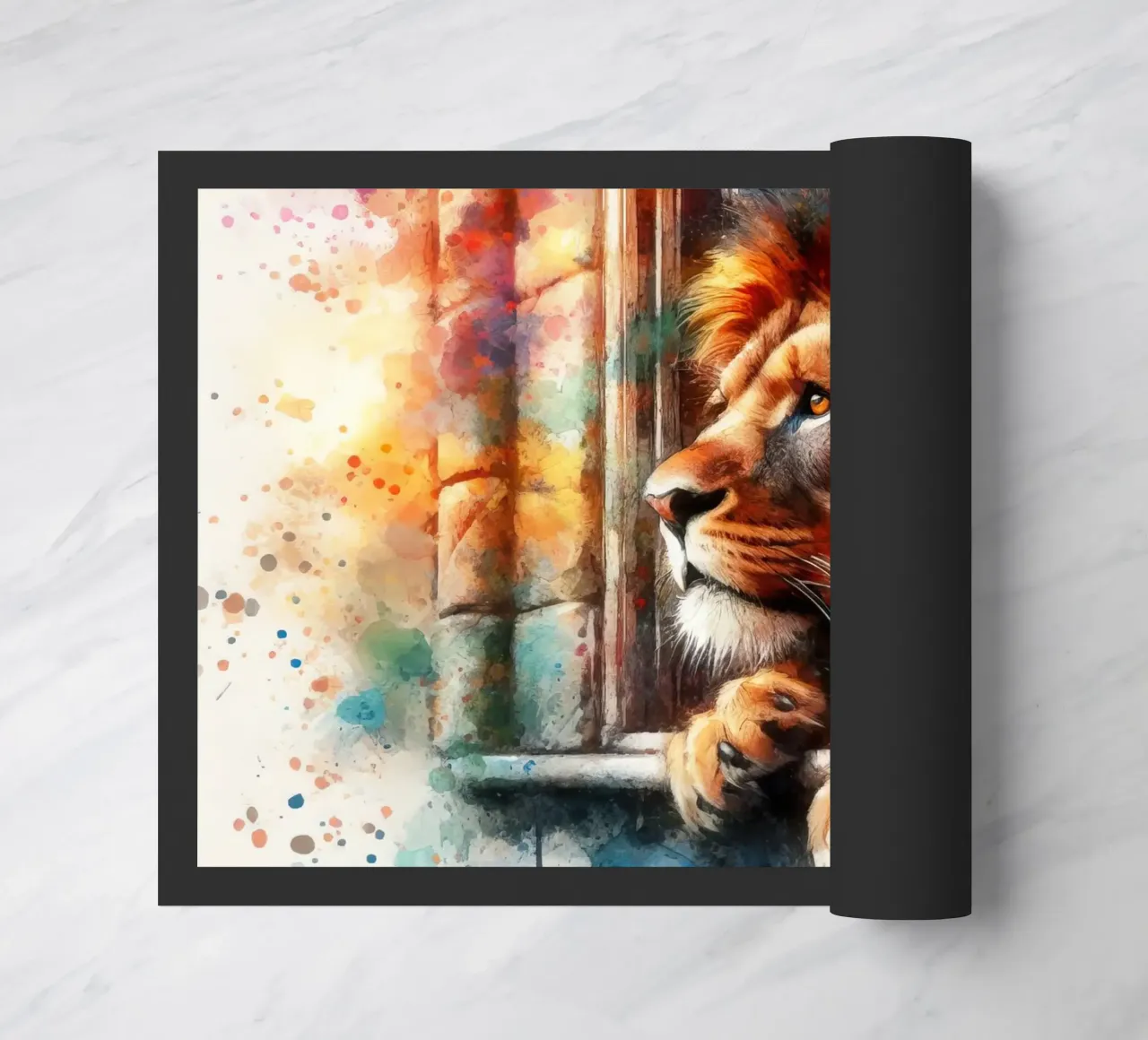 a lion in the window doormat by 🎁 ARTVI-SHOP