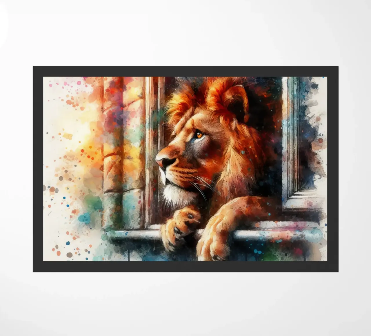 a lion in the window doormat by 🎁 ARTVI-SHOP