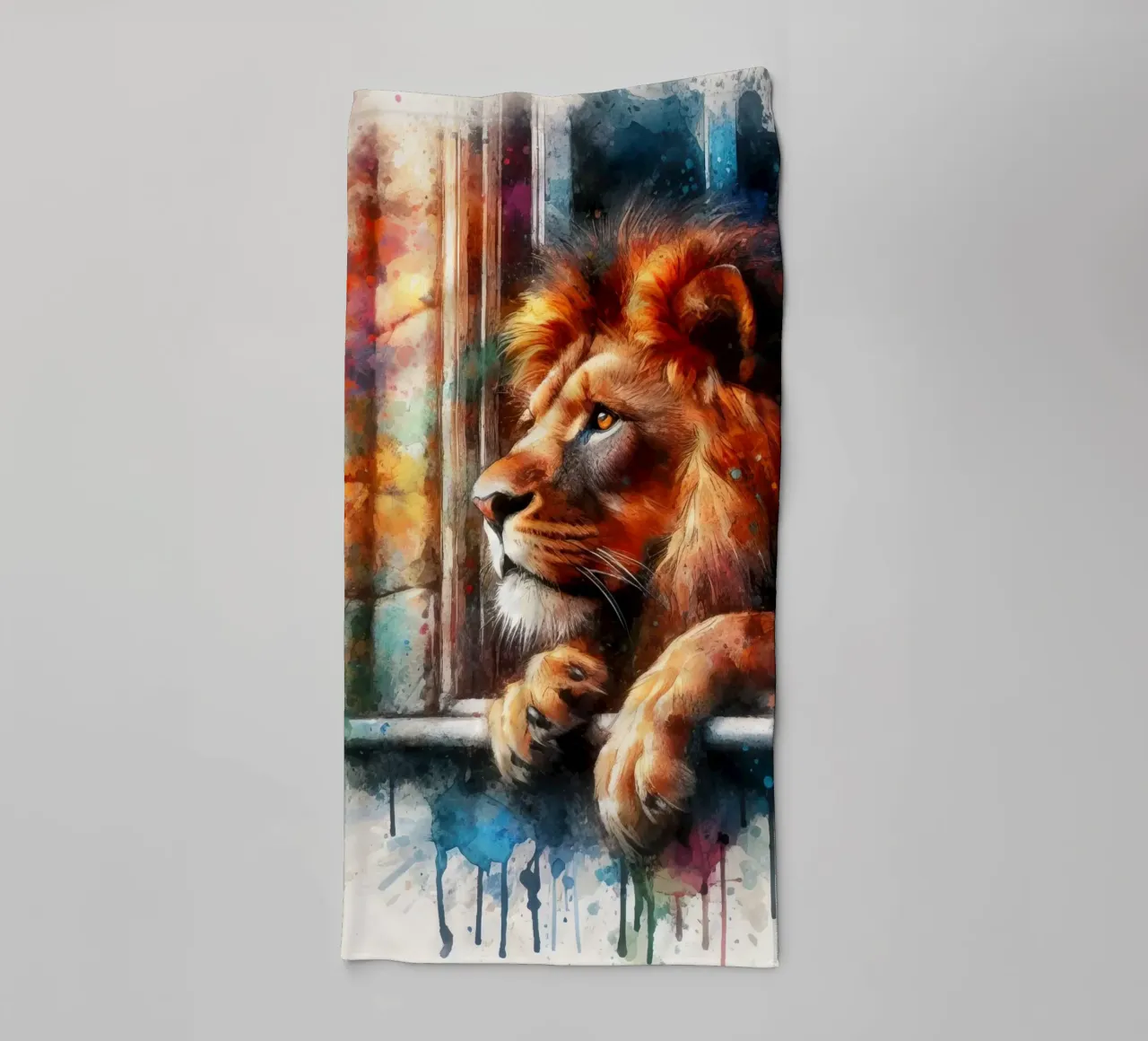 a lion in the window towel by 🎁 ARTVI-SHOP