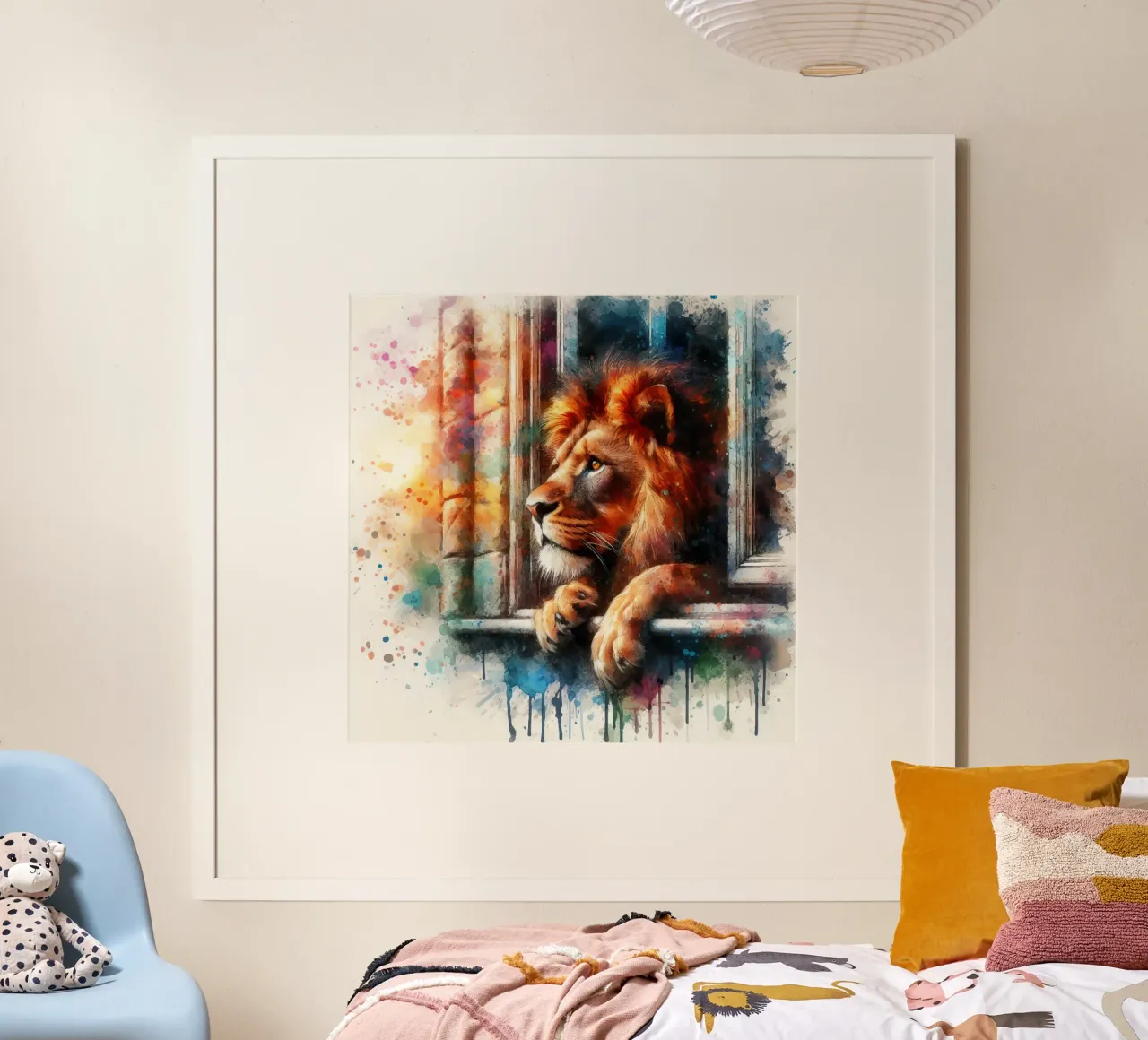 a lion in the window hahnemühle by 🎁 ARTVI-SHOP