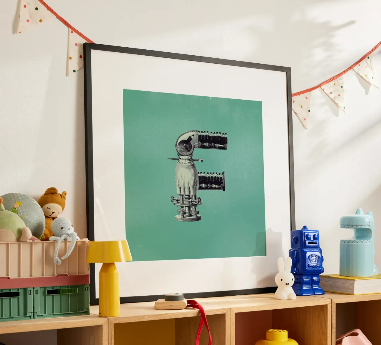 Steampunk Alphabet Letter F poster con telaio in legno da Birgit Palma