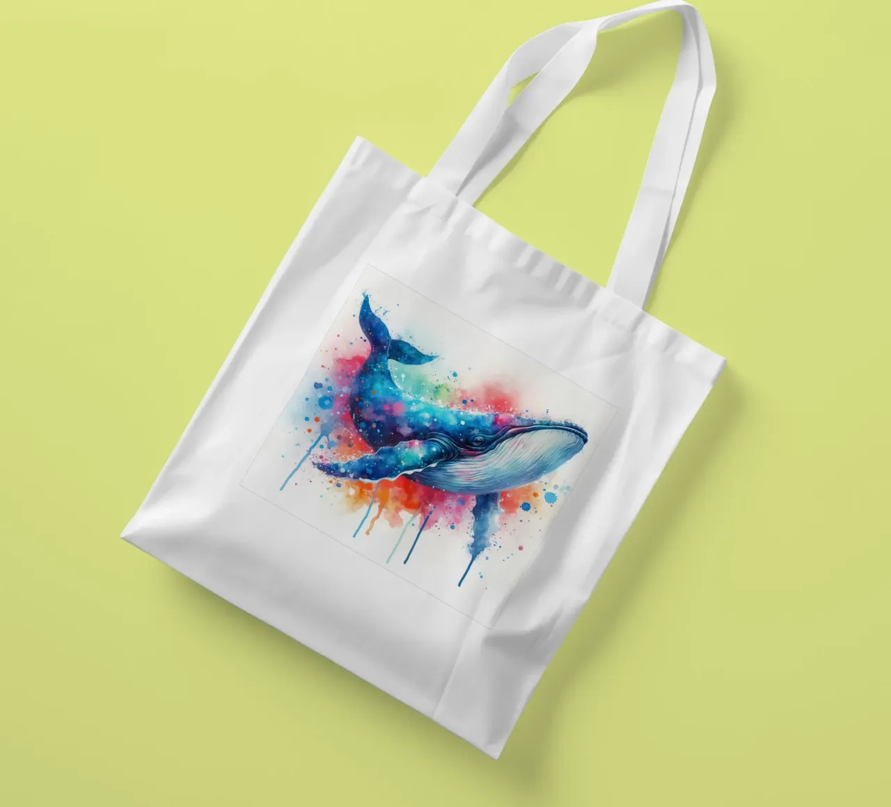 Balena in acquerello borsa in juta da 🎁 ARTVI-SHOP