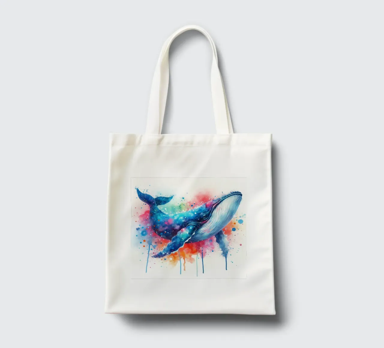 Balena in acquerello borsa in juta da 🎁 ARTVI-SHOP