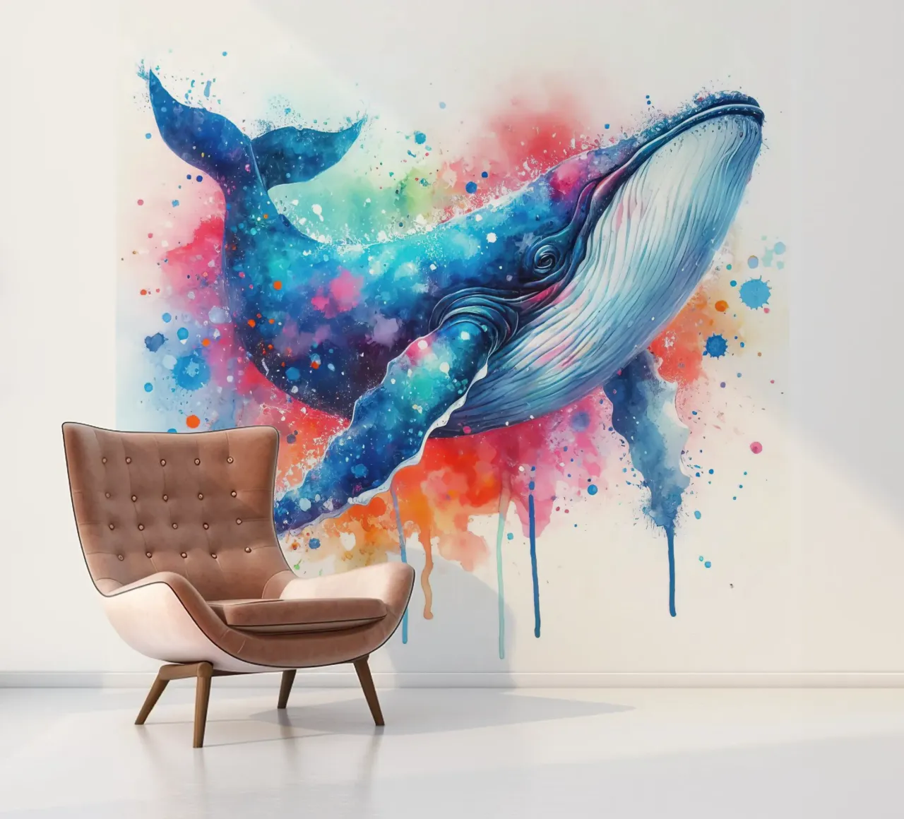 Whale in watercolor photo wallpaper by 🎁 ARTVI-SHOP