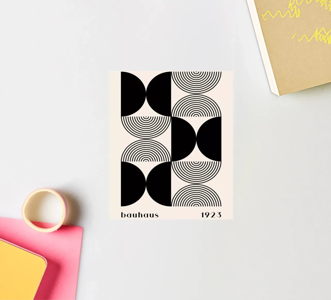 Bauhaus Geometry - Abstract Graphic Design Poster sticker by Whole©