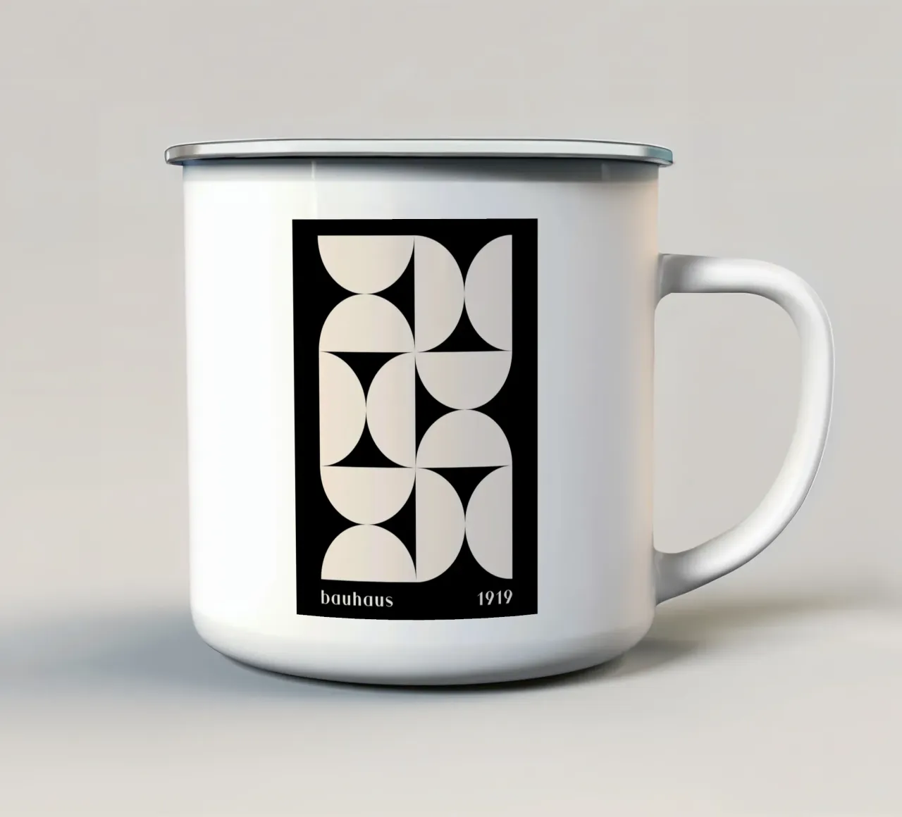 Geometria Bauhaus - Poster minimalista in bianco e nero tazza in smalto da Whole©