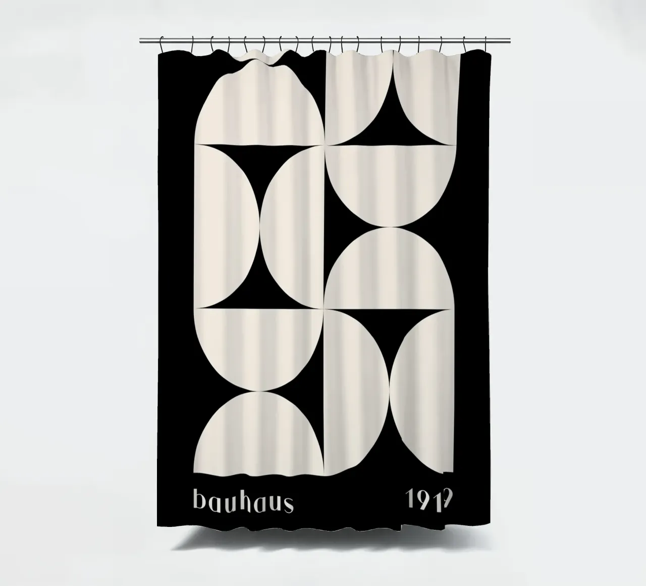 Bauhaus Geometry - Minimalist black and white poster shower curtain by Whole©