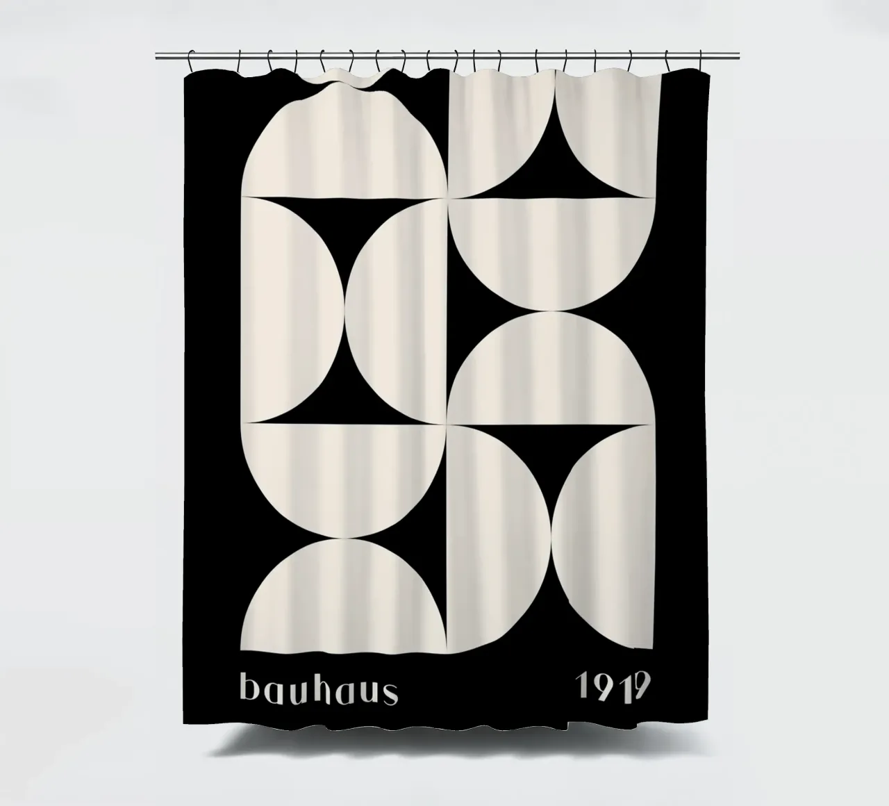 Bauhaus Geometry - Minimalist black and white poster shower curtain by Whole©
