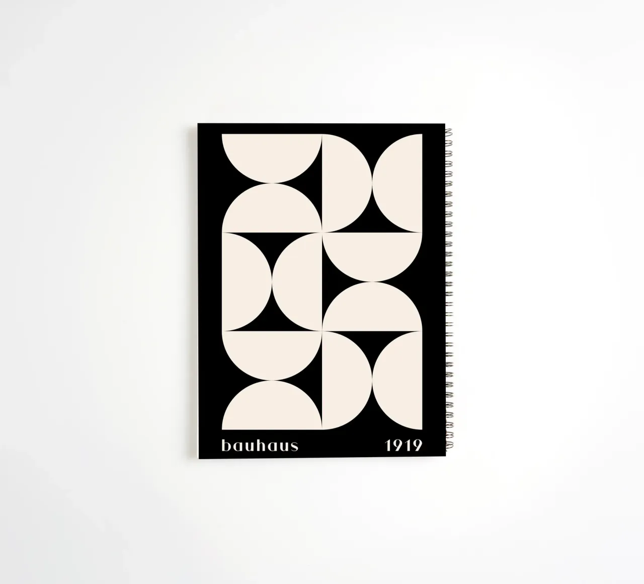 Bauhaus Geometry - Minimalist black and white poster spiral notebook by Whole©