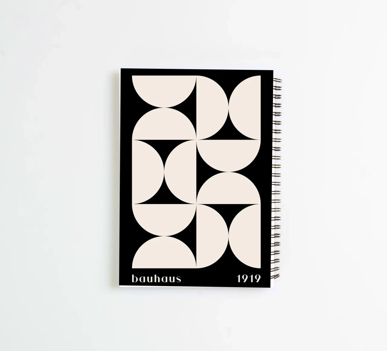 Bauhaus Geometry - Minimalist black and white poster spiral notebook by Whole©