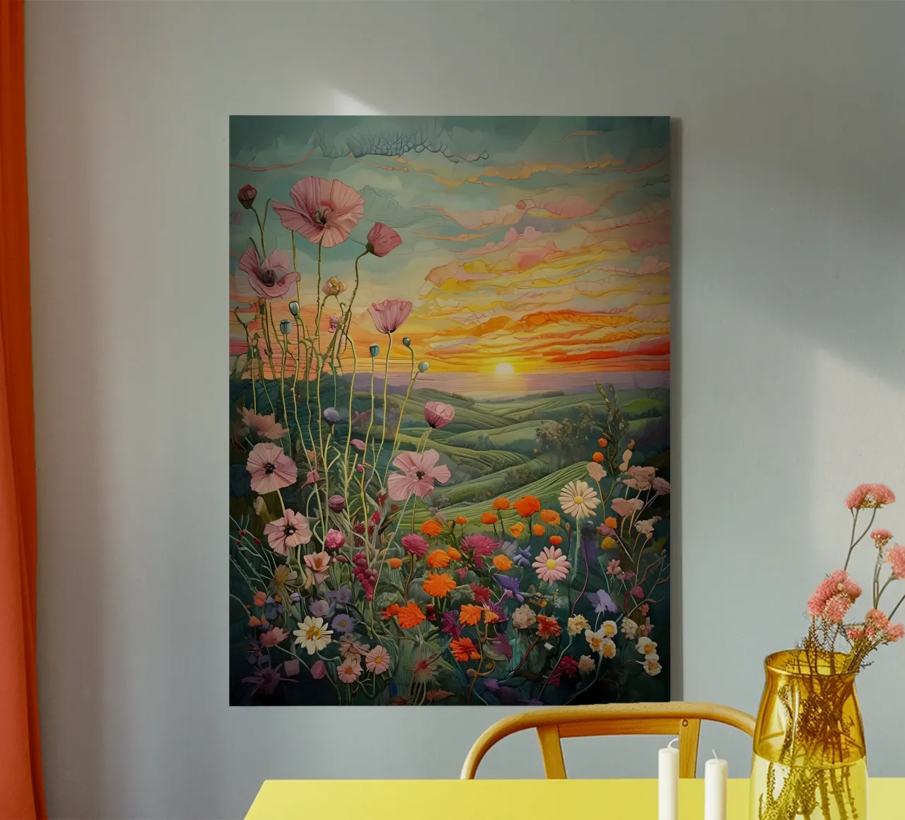 A Field of Dreams at Sunset canvas with Floater frame by Artistic-shop