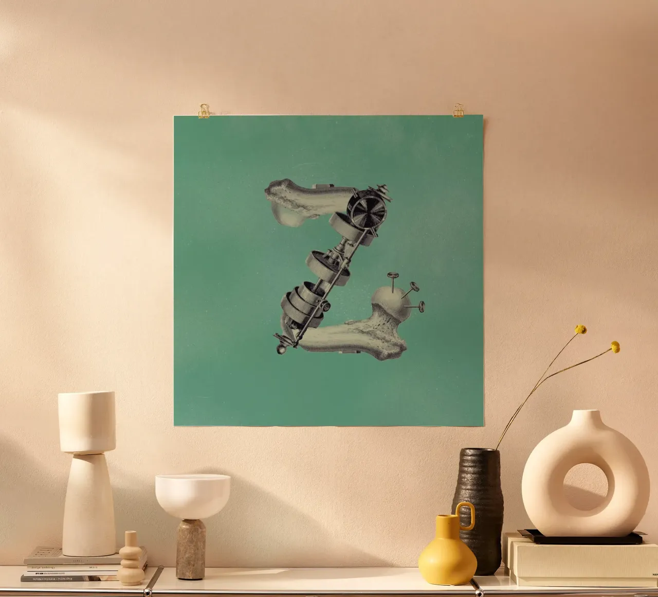 Steampunk Alphabet Letter Z poster con telaio in legno da Birgit Palma