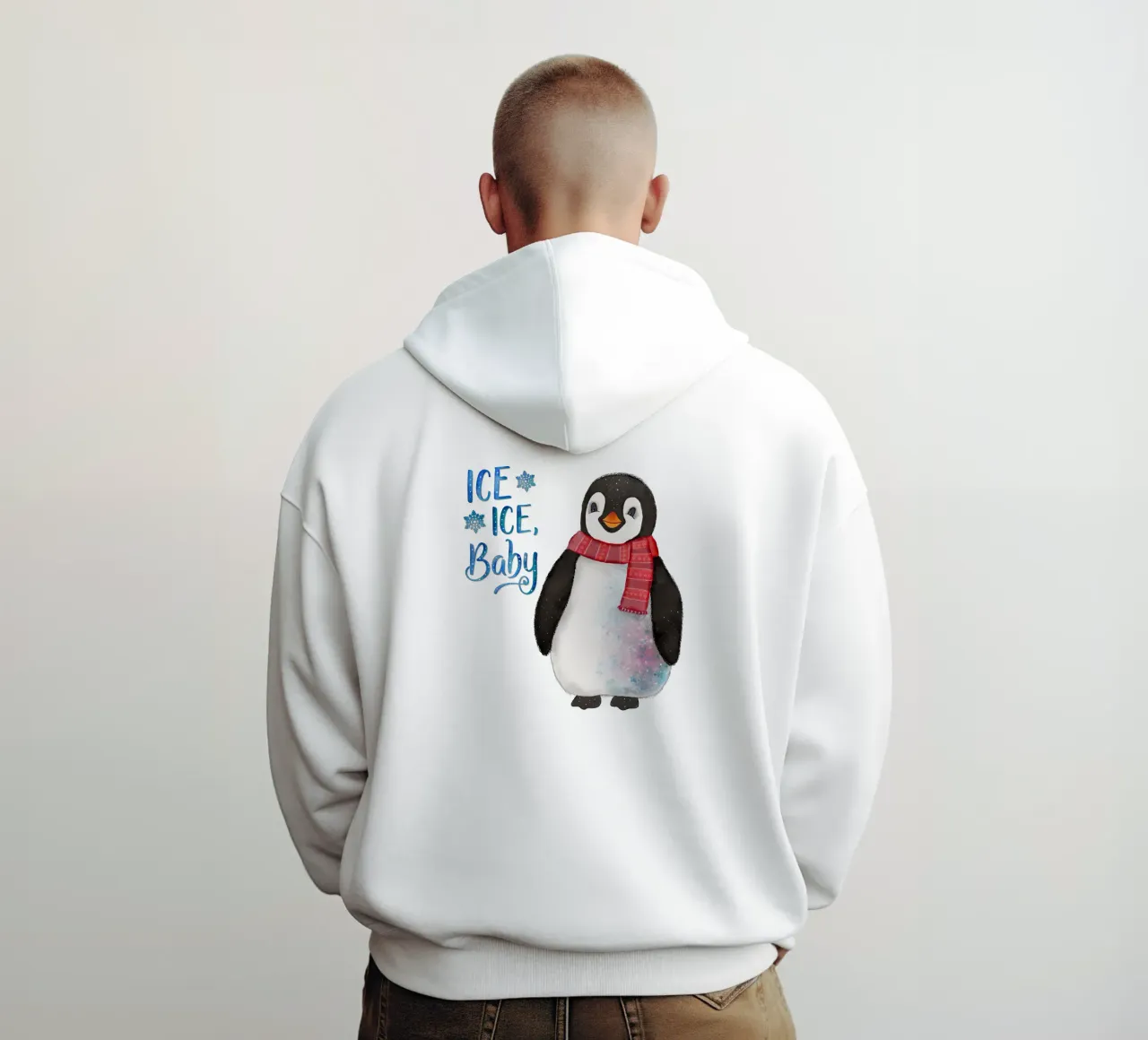 Un pinguino nella neve. Ghiaccio, ghiaccio, bambino. felpa con cappuccio da CalliLetters