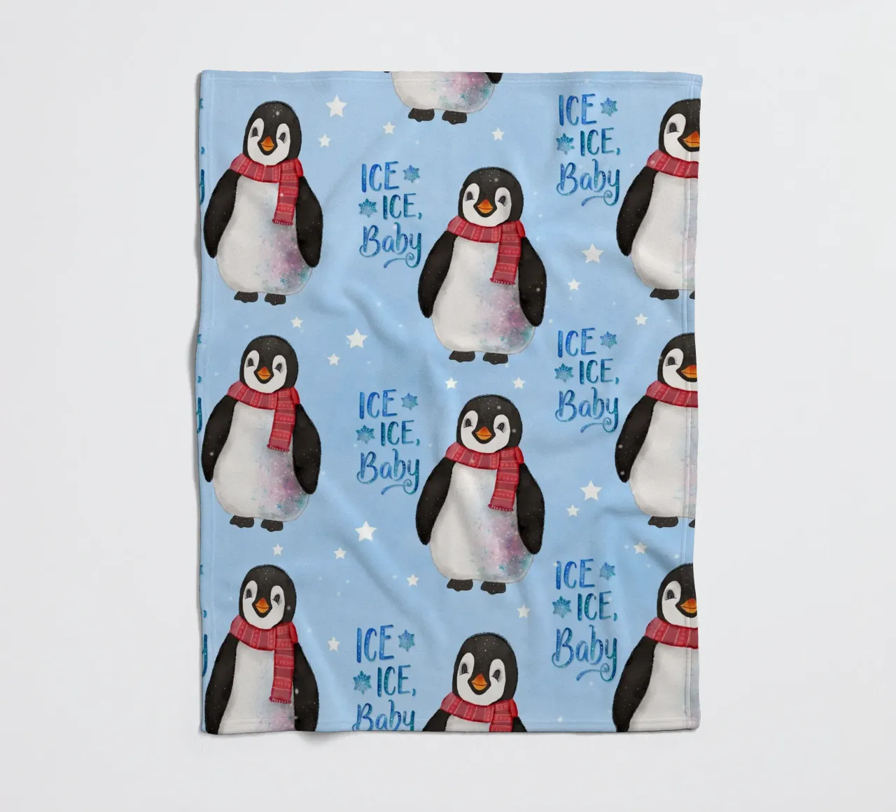 Penguin in the snow. Ice, Ice, Baby. fleece blanket by CalliLetters