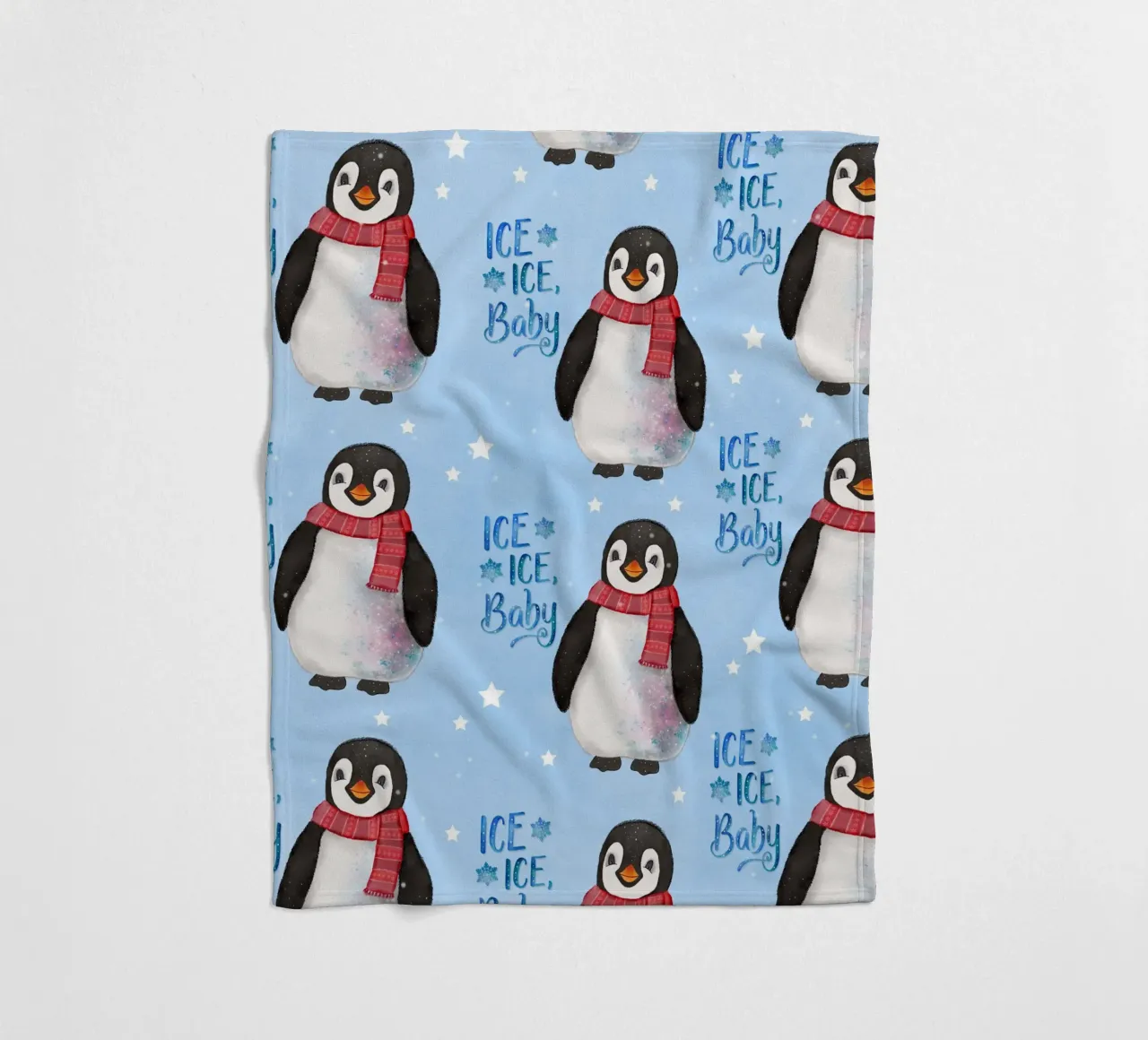 Penguin in the snow. Ice, Ice, Baby. fleece blanket by CalliLetters