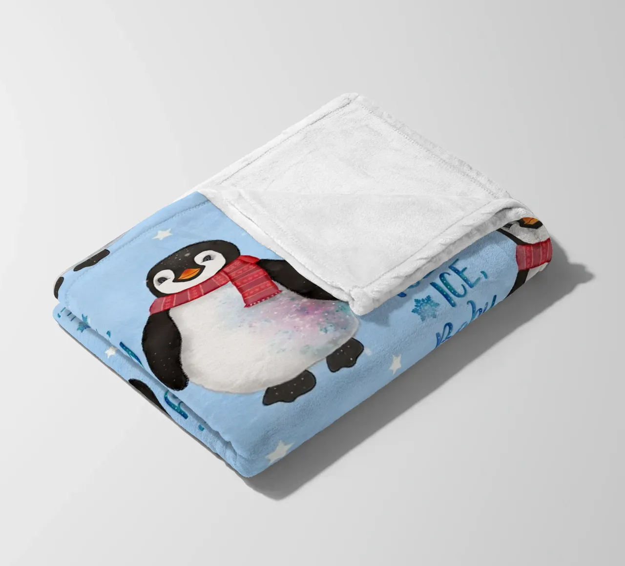 Penguin in the snow. Ice, Ice, Baby. fleece blanket by CalliLetters