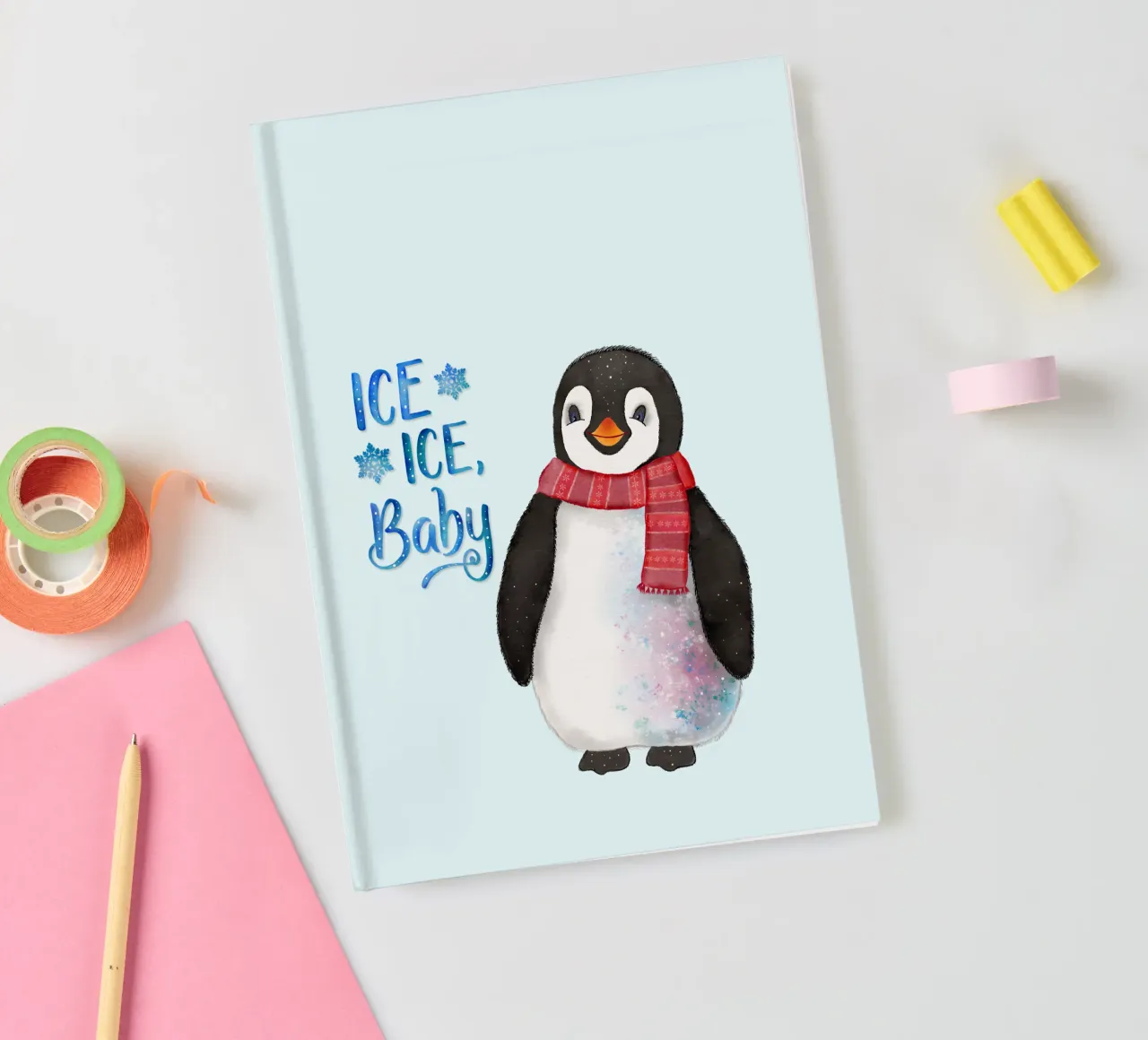 Penguin in the snow. Ice, Ice, Baby. notebook by CalliLetters