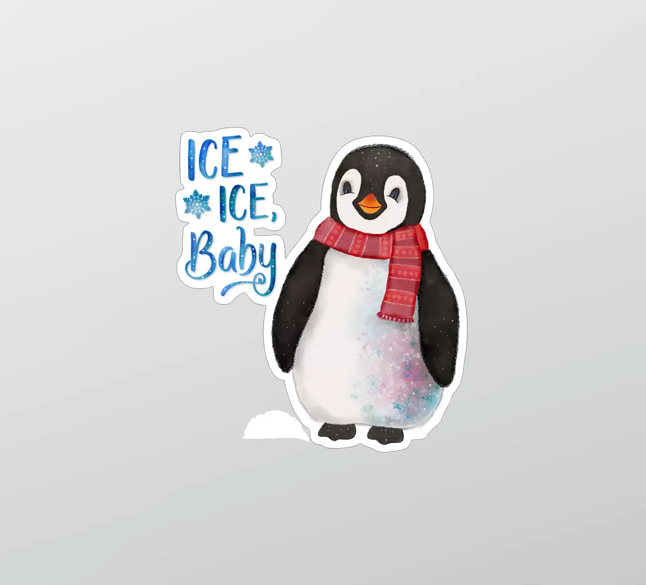 Penguin in the snow. Ice, Ice, Baby. sticker by CalliLetters