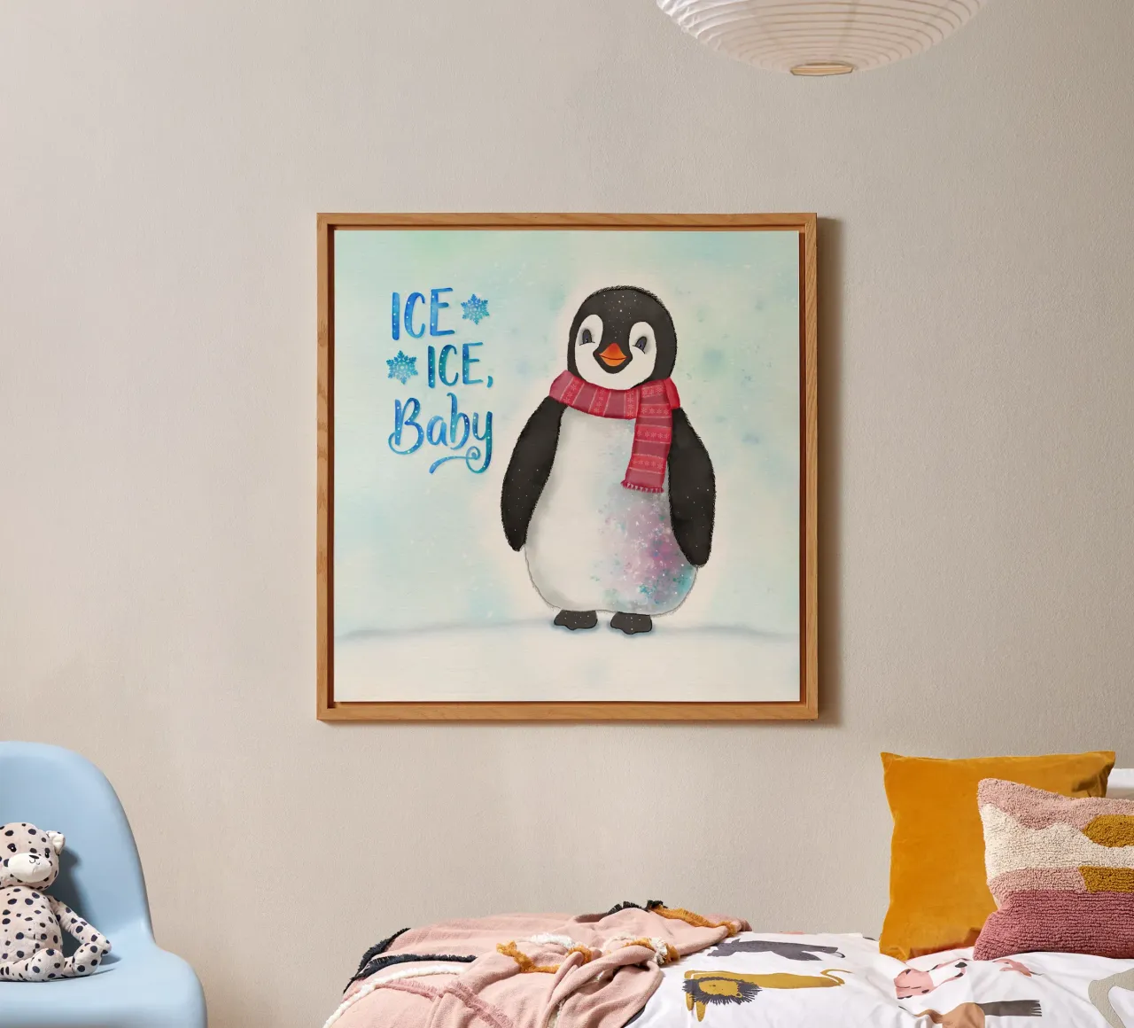 Un pinguino nella neve. Ghiaccio, ghiaccio, bambino. pannello forex da CalliLetters