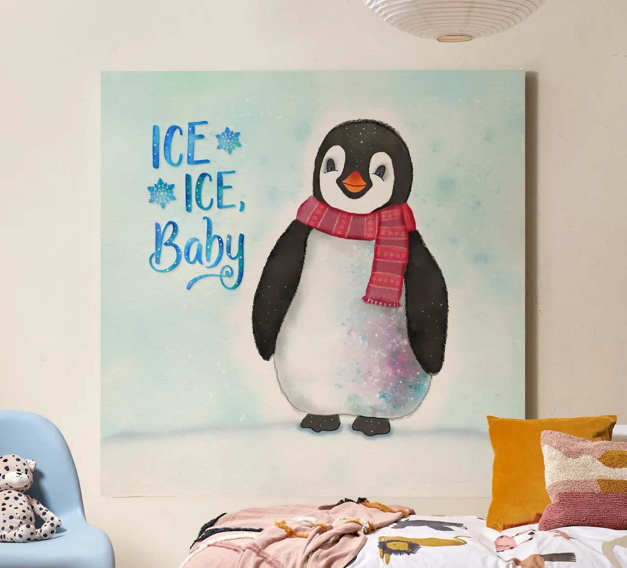 Penguin in the snow. Ice, Ice, Baby. canvas by CalliLetters