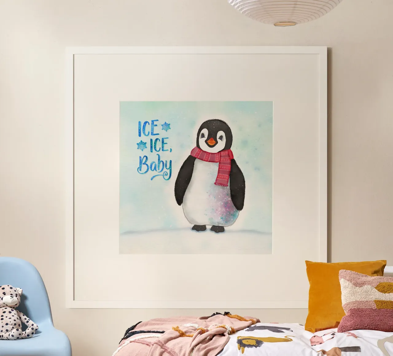 Un pinguino nella neve. Ghiaccio, ghiaccio, bambino. carta hahnemühle da CalliLetters