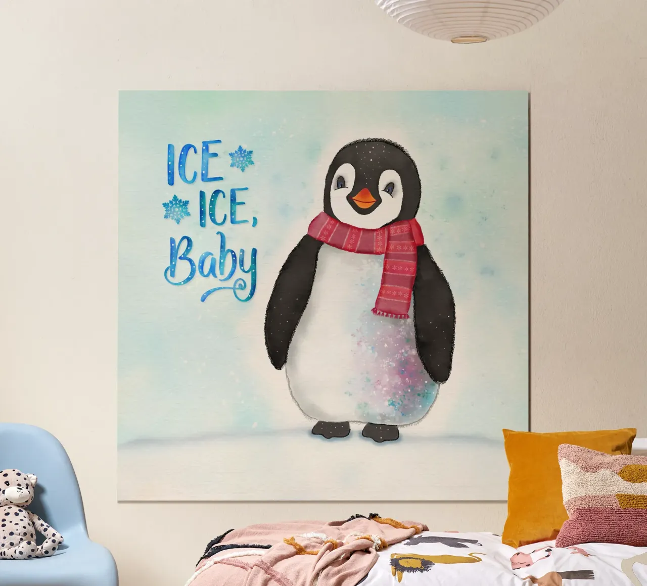 Un pinguino nella neve. Ghiaccio, ghiaccio, bambino. carta hahnemühle da CalliLetters