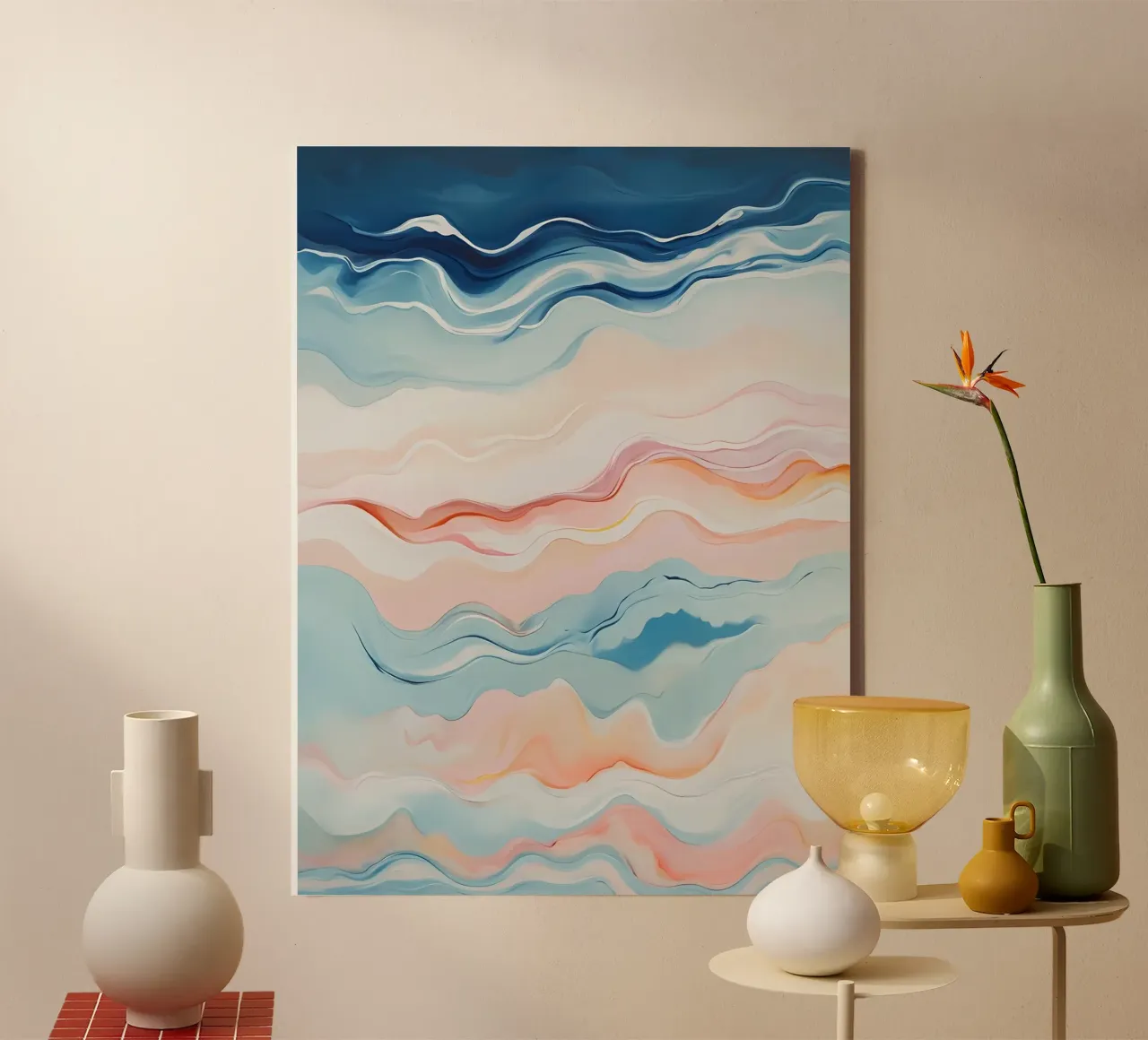 Serene horizonten canvas met Baklijst van Artistic-shop
