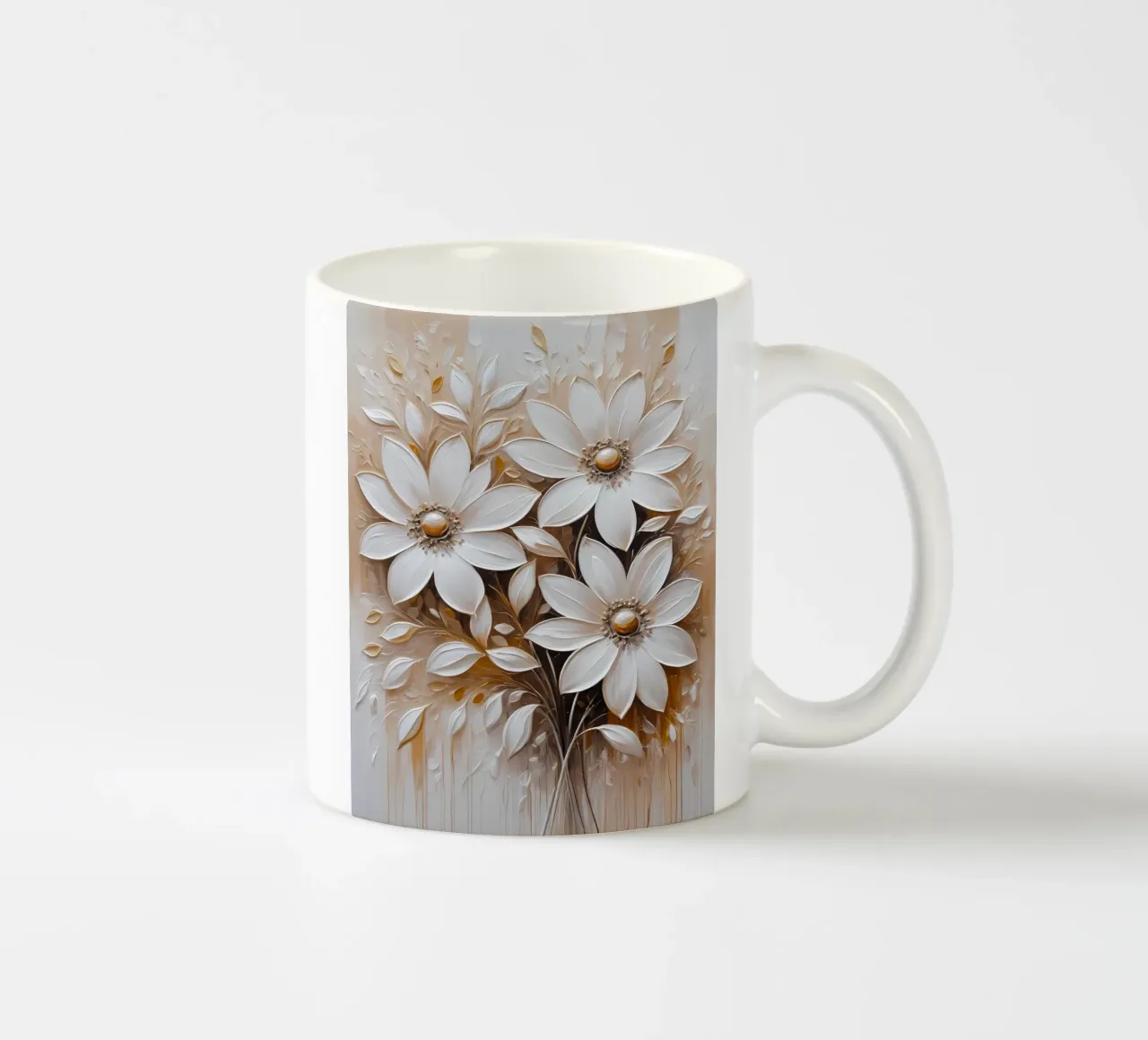 Eleganza senza tempo: Margherite bianche tazza in ceramica da Artistic-shop
