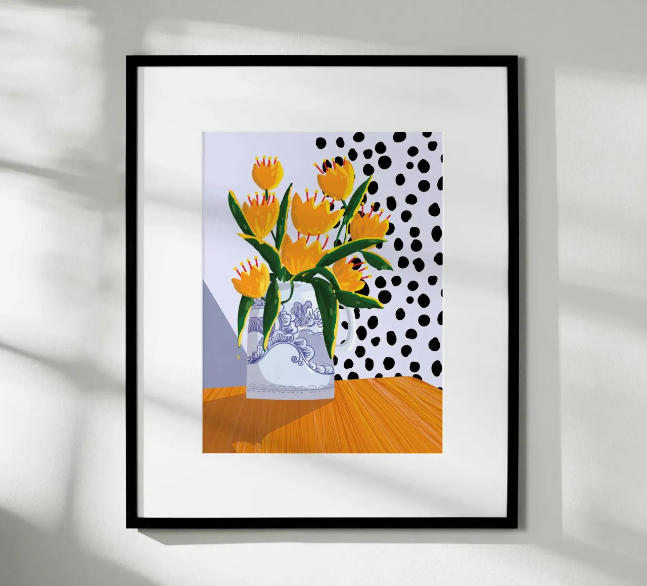 Yellow Flowers and Polka Dots poster da Artsy Bessy