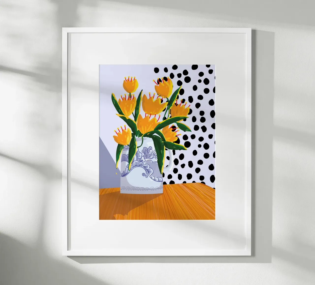 Yellow Flowers and Polka Dots poster da Artsy Bessy
